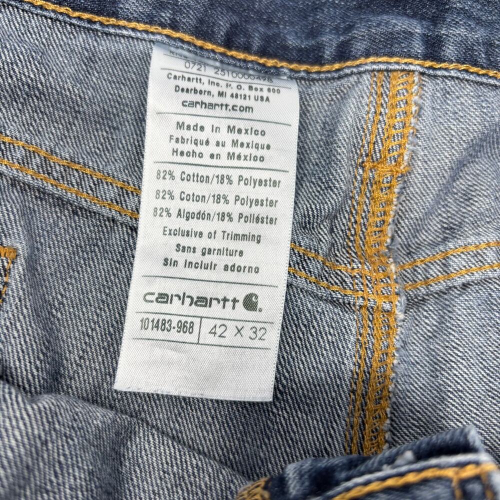Carhartt Men's 42x32 Blue Medium Wash Cotton Blend Jeans - Picture 3 of 6